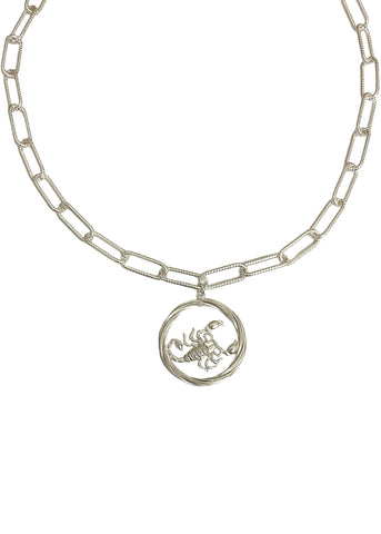 Scorpio Coin with Chunky Chain - Necklace or Double Bracelet