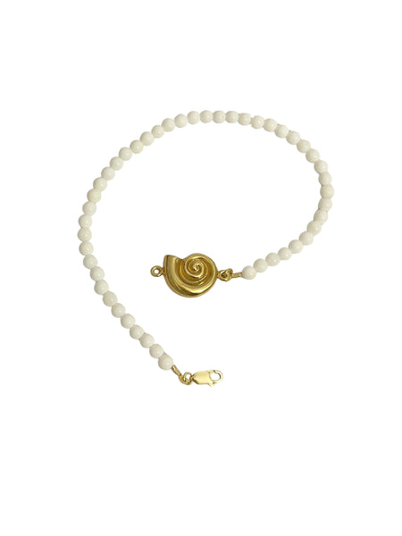 Nautilus White Agate Anklet